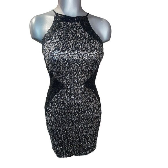 Dress The Population Sequin silver and black dress Small - Picture 1 of 4